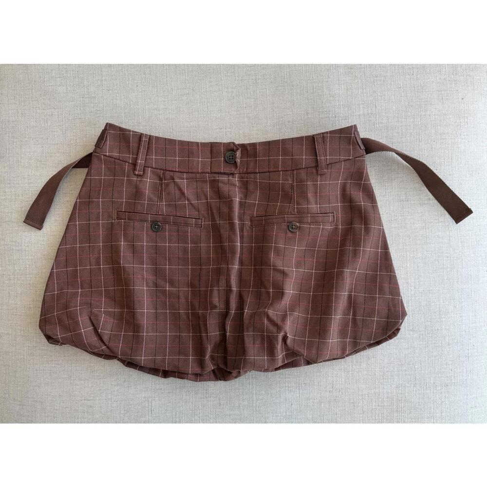Free People Saturn Bubble Mini Skirt Brown Plaid Size 4 - Picture 3 of 5